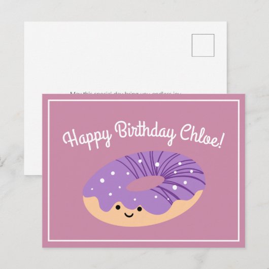 Paars Galaxy Sprinkles Doughnut Birthday Briefkaart (Voorkant / Achterkant)