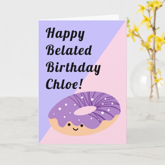 Paars Galaxy Sprinkles Doughnut | Geboortedag Kaart (Gele Bloem)