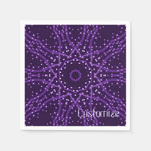 Paars Galaxy Stars Napkins Servet (Voorkant)