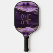 Paars geanimeerde geode Gold Glitter op maat Pickleball Paddle (Achterkant)