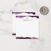 Paars geanimeerde geodestedebon Gold Glitter Notitiekaartje (Voorkant / Achterkant in situ)