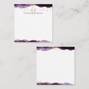 Paars geanimeerde geodestedebon Gold Glitter Notitiekaartje