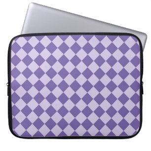 Paars geblokt diamantpatroon laptop sleeve