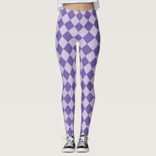 Paars geblokt diamantpatroon leggings