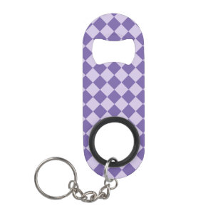 Paars geblokt diamantpatroon mini flessenopener