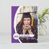 Paars gebogen Lijst Foto Afstuderen Kaart (Staand voorkant)