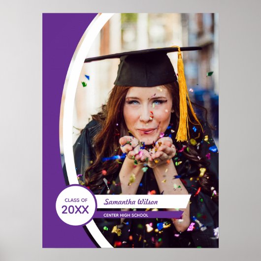 Paars gebogen Lijst Foto Afstuderen Poster (Voorkant)