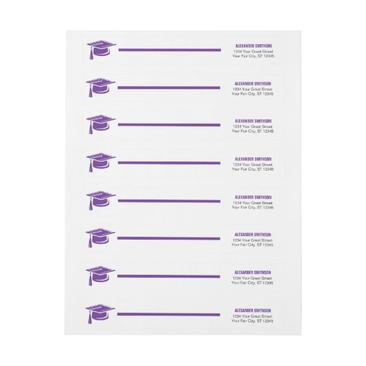 Paars gebold Pet Afstuderen Omslag rond etiket (Vel)