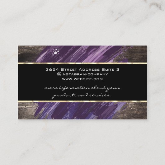 Paars geborsteld | Houten planken Visitekaartje (Achterkant)