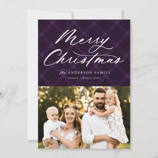 Paars geborsteld met penseeltje 3 Foto Feestdagenkaart (Voorkant)