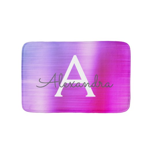 Paars geborsteld Metaal Monogram Naam en Initiaal Badmat (Voorkant)