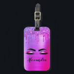 Paars geborsteld Metaal Monogram Naam en Initiaal Bagagelabel<br><div class="desc">Paarse Faux Folie Metallic Sparkle Glitter Brushed Metal Monogram Naam en Initiaal Wimpers (Wimpers),  Wimper Extensions en Oogbagage of Tas Naam Tag. Het ontwerp maakt de perfecte lieve 16 jarige,  bruiloft,  vrijgezellenfeest,  jubileum,  baby shower of vrijgezellenfeest cadeau voor iemand die op zoek is naar een trendy coole stijl.</div>