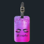 Paars geborsteld Metaal Monogram Naam en Initiaal Bagagelabel<br><div class="desc">Paarse Faux Folie Metallic Sparkle Glitter Brushed Metal Monogram Naam en Initiaal Wimpers (Wimpers),  Wimper Extensions en Oogbagage of Tas Naam Tag. Het ontwerp maakt de perfecte lieve 16 jarige,  bruiloft,  vrijgezellenfeest,  jubileum,  baby shower of vrijgezellenfeest cadeau voor iemand die op zoek is naar een trendy coole stijl.</div>