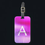 Paars geborsteld Metaal Monogram Naam en Initiaal Bagagelabel<br><div class="desc">Paarse Brushed Metal Folie Monogram Naam en Initiaal Bagagelabel. Dit label is ideaal voor terug naar school,  werk of reizen.</div>
