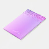 Paars geborsteld Metaal Monogram Naam Luxe Post-it® Notes (Schuin)