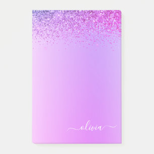 Paars geborsteld Metaal Monogram Naam Luxe Post-it® Notes
