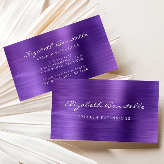 Paars geborsteld Metaal Script Lash Extension Visitekaartje