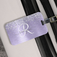 Paars geborsteld metaal Silver Glitter Monogram Na