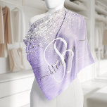 Paars geborsteld metaal Silver Glitter Monogram Na Bandana<br><div class="desc">Pas dit trendy chic bandana-ontwerp met  zilveren mousserend glitter op een paarse geborstelde metalen achtergrond eenvoudig aan.</div>