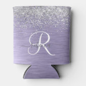 Paars geborsteld metaal Silver Glitter Monogram Na Blikjeskoeler (Voorkant)