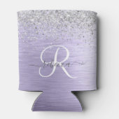 Paars geborsteld metaal Silver Glitter Monogram Na Blikjeskoeler (Achterkant)