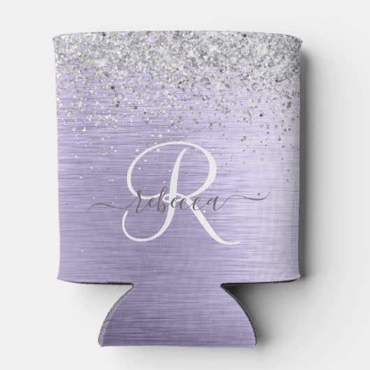 Paars geborsteld metaal Silver Glitter Monogram Na Blikjeskoeler (Achterkant)