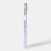 Paars geborsteld metaal Silver Glitter Monogram Na Case-Mate iPhone Case (Achterkant / Rechts)