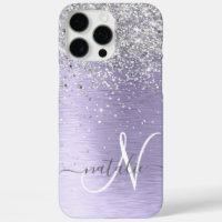 Paars geborsteld metaal Silver Glitter Monogram Na