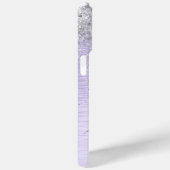 Paars geborsteld metaal Silver Glitter Monogram Na Case-Mate iPhone Case (Achterkant / Rechts)