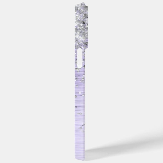 Paars geborsteld metaal Silver Glitter Monogram Na Case-Mate iPhone Case (Achterkant / Rechts)