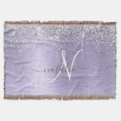 Paars geborsteld metaal Silver Glitter Monogram Na Deken (Voorkant)