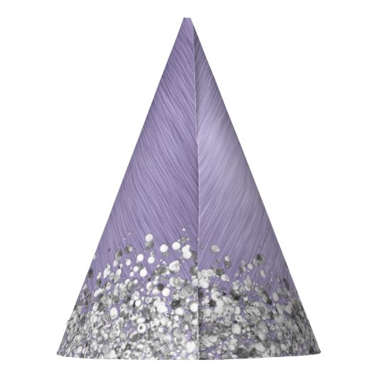 Paars geborsteld metaal Silver Glitter Monogram Na Feesthoedjes (Achterkant)