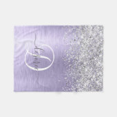 Paars geborsteld metaal Silver Glitter Monogram Na Fleece Deken (Voorkant (Horizontaal))