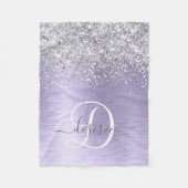 Paars geborsteld metaal Silver Glitter Monogram Na Fleece Deken (Voorkant)
