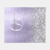 Paars geborsteld metaal Silver Glitter Monogram Na Fleece Deken (Voorkant (Horizontaal))