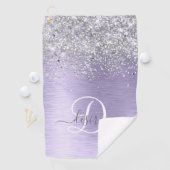 Paars geborsteld metaal Silver Glitter Monogram Na Golfhanddoek (Insitu)