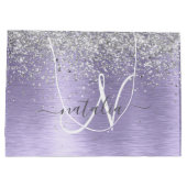 Paars geborsteld metaal Silver Glitter Monogram Na Groot Cadeauzakje (Achterkant)