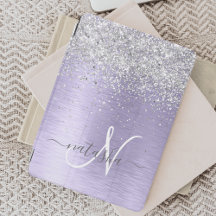 Paars geborsteld metaal Silver Glitter Monogram Na