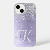 Paars geborsteld metaal Silver Glitter Monogram Na