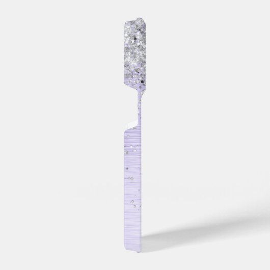 Paars geborsteld metaal Silver Glitter Monogram Na iPhone Hoesje (Rechterkant)