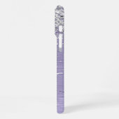 Paars geborsteld metaal Silver Glitter Monogram Na iPhone Hoesje (Linkerkant)