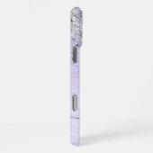 Paars geborsteld metaal Silver Glitter Monogram Na iPhone Hoesje (Rechterkant)