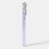 Paars geborsteld metaal Silver Glitter Monogram Na iPhone Hoesje (Rechterkant)
