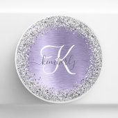 Paars geborsteld metaal Silver Glitter Monogram Na Keramische Knop