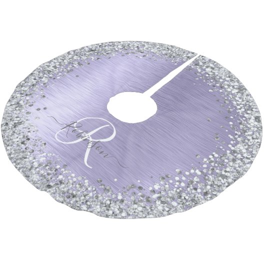 Paars geborsteld metaal Silver Glitter Monogram Na Kerstboom Rok (Gekanteld)