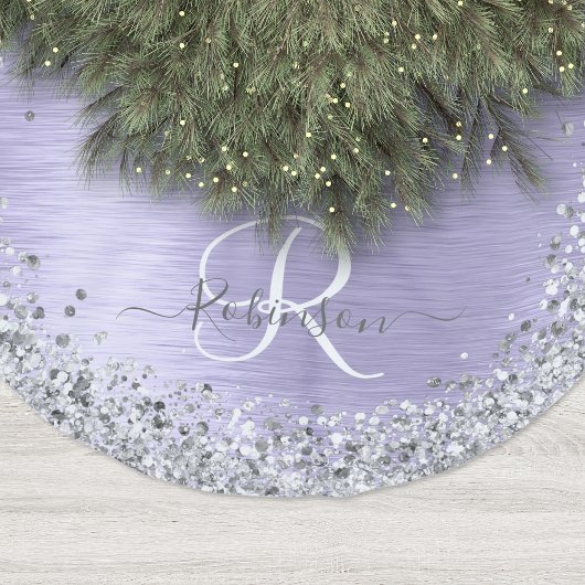 Paars geborsteld metaal Silver Glitter Monogram Na Kerstboom Rok