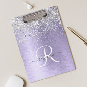 Paars geborsteld metaal Silver Glitter Monogram Na Klembord