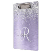 Paars geborsteld metaal Silver Glitter Monogram Na Klembord (Links)