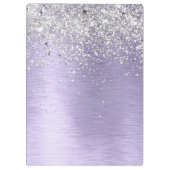 Paars geborsteld metaal Silver Glitter Monogram Na Klembord (Achterkant)
