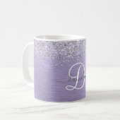 Paars geborsteld metaal Silver Glitter Monogram Na Koffiemok (Voorkant links)